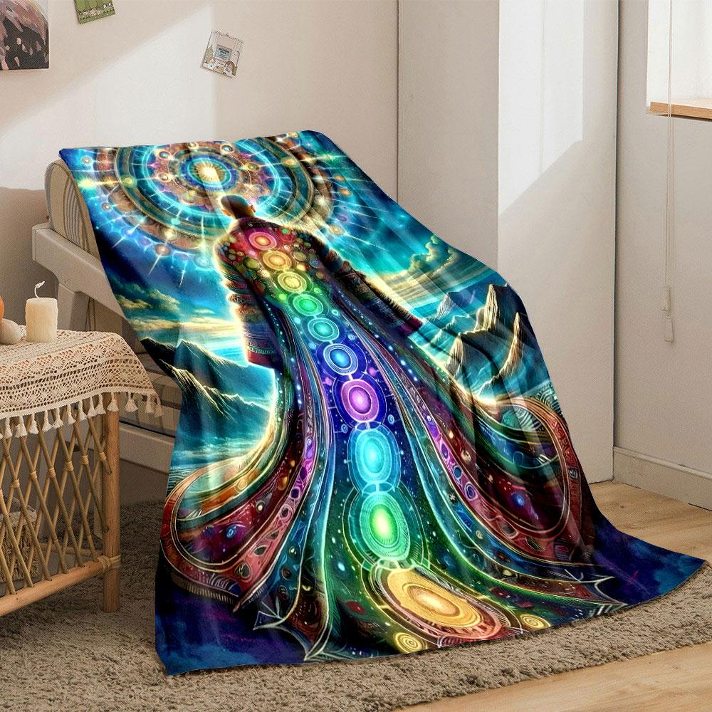 Chakra Meditation Celestial bedroom Blanket for Livingroom Couch lunch break Soft throw for Friend's festival Gift