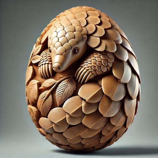 Yousheng Animal Easter Carving Craft Egg Wooden Owl Squirrel Monkey Animals Carved Eggs for Home Tiered Tray Table Decor