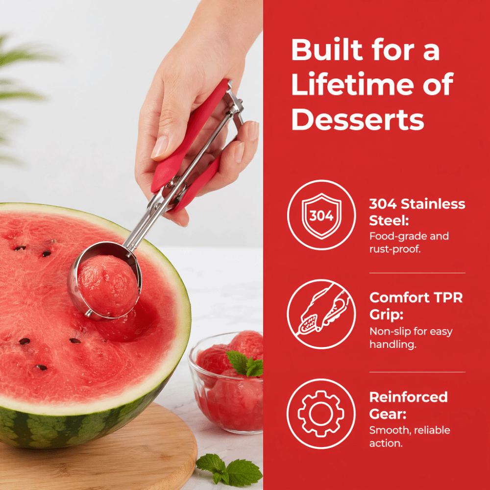 3pcs set Trigger Release Ice Cream Scoop Set Stainless Steel Stainless Steel Scoop  Food Preparation