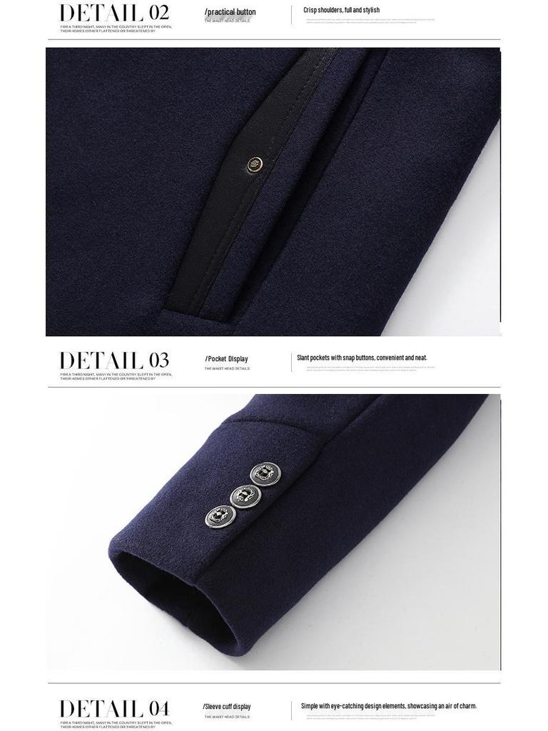 Мужское пальто оверсайз из смесовой шерсти в стиле колор-блок со стойкой и утолщенным шарфом-воротником