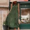 YYFS Женская мода лето весна однотонный принт без рукавов с v-образным вырезом свободная талия повседневные платья