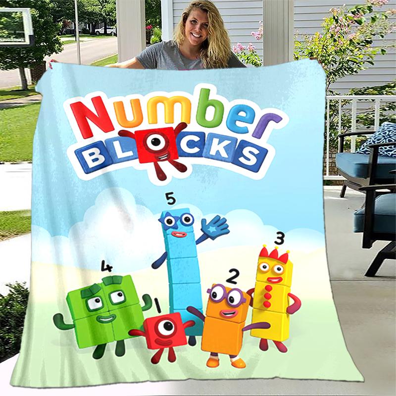 1pc Blanket Numberblocks Print Design, Lightweight Blanket for Sofa, Bed- Soft &Warm, Gift for All Seasons like Christmas, Halloween