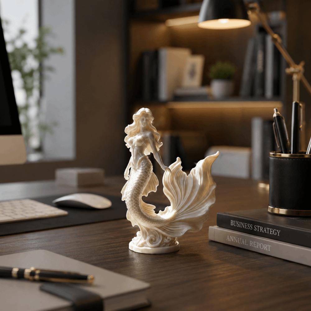 Милая 3D-печатная статуэтка-скульптура русалки, морская тематика, украшение для дома, сказочные настольные украшения, офисные