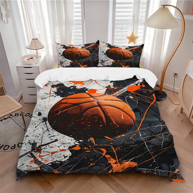 3pcs Basketball Art Bedding Set, Includes 1 Comforter + 2 Pillowcases, Without Pillow Inserts, Soft Comfortable, Lightweight Breathable, Pri