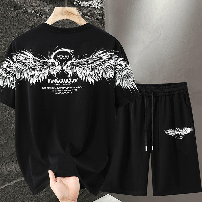 5XL-11XL свободная футболка летние мужские комплекты мода плюс размер два предмета короткие комплекты для мужчин винтажная одежда