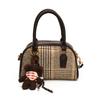 Ielgy Plaid Retro Large-Capacity Handbag High-End Fashion Commuter Shoulder Bag