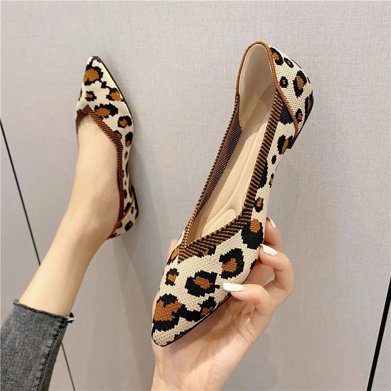Женская весна 2025 года, новые туфли на плоской подошве, модные осенние женские вязаные остроносые удобные туфли на резиновой подошве, фирменная обувь Zapatos Mujer