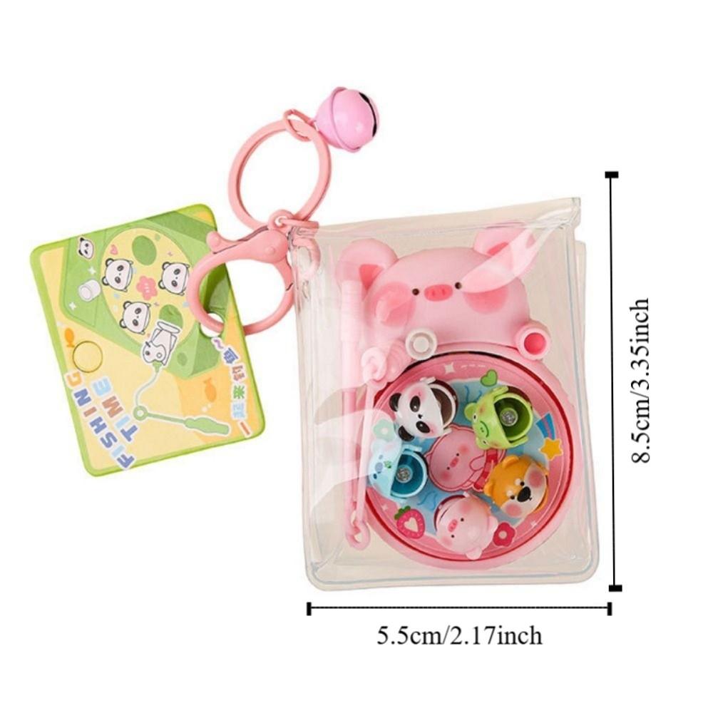 Anti Loss Cartoon Bag Pendant Rotating Fishing Car Key Ring Cute Fishing Toy Keychain Decor