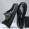 2026 New Genuine Leather Shoes for Men Black Fashion Business Casual Shoes Male Spring Autumn Breathable Platform Shoe Man
