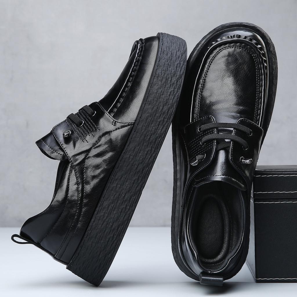 2026 New Genuine Leather Shoes for Men Black Fashion Business Casual Shoes Male Spring Autumn Breathable Platform Shoe Man
