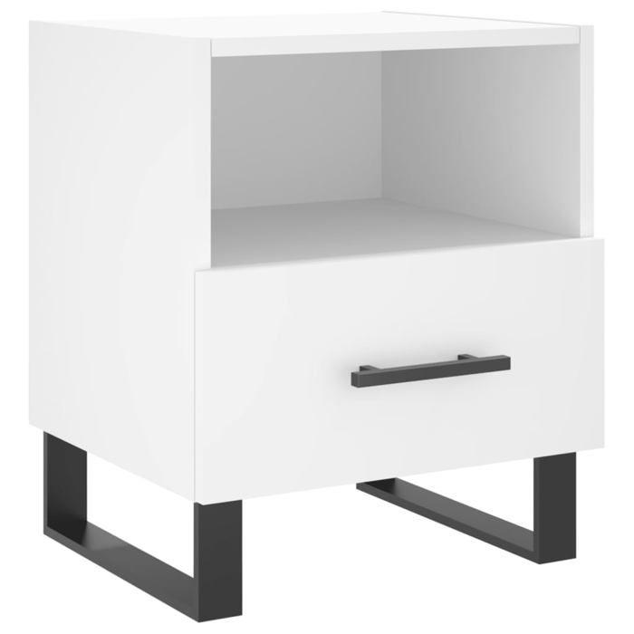 Maison Exclusive - Table de chevet blanc 40x35x47,5 cm bois d’ingénierie