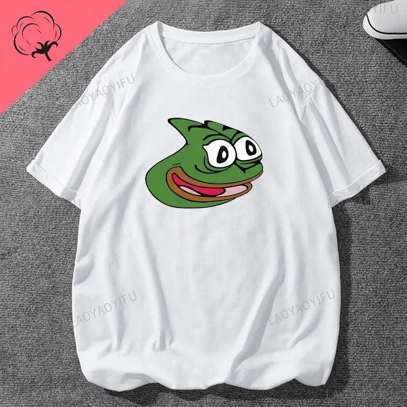 Pe Pe The Frog Meme Emote Cotton Unisexs Clothing Vintage Fashion Frog Animal Ladies Summer Kawaii Tees Funny Gift Casual Shirt