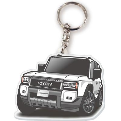 [JP Center] Лицензированный Toyota акриловый брелок для ключей в виде автомобиля Land Cruiser серии 250 (Квадратное отверстие), платиновый белый перламутровый металлик