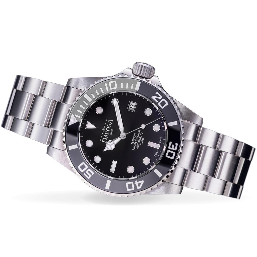 Механические автоматические часы 50 ATM водонепроницаемые Ternos Professional Silver [Davosa] 161.559.95 мужские