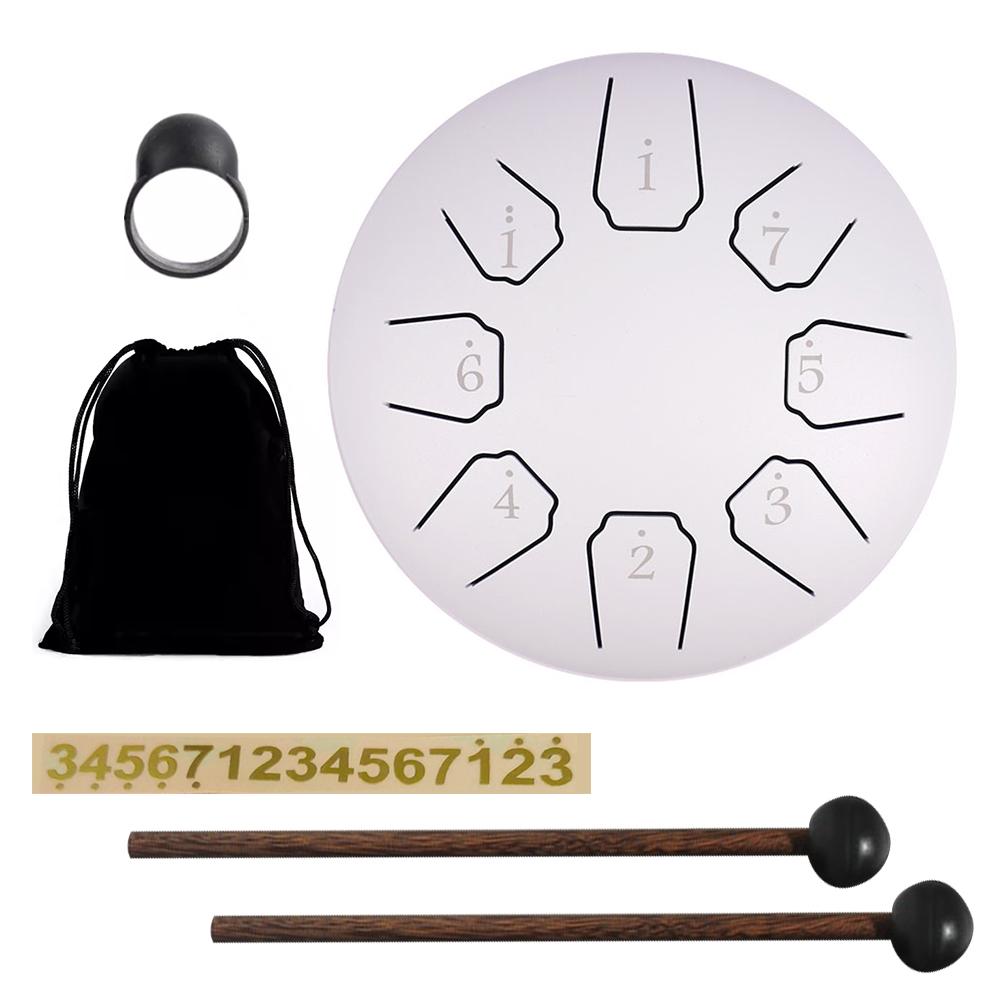 6 Inch 11/8 Notes Handpan Drum with Drum Bag Music Book Drum Mallets Hand Pan Drum for Entertainment Meditation Yoga Zen Gifts