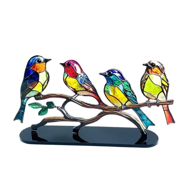 Birds Desk Ornamented, Stylish Acrylic Figurine for Living Room