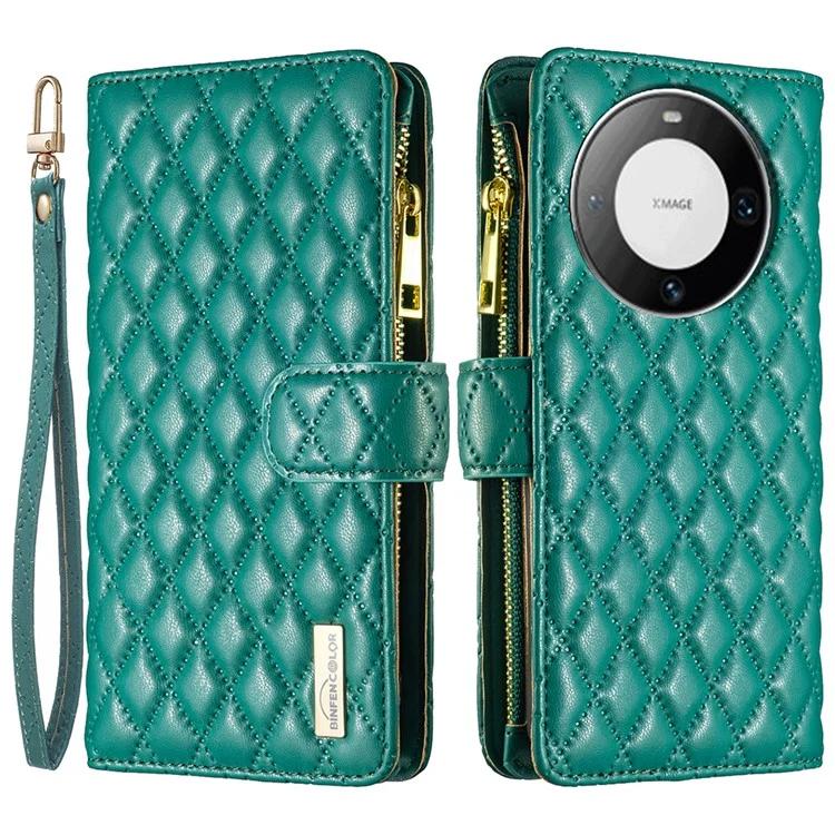 BF Style-15 для Huawei Mate 60 Pro/Mate 60 Pro кожаный чехол с карманом на молнии и подставкой для телефона