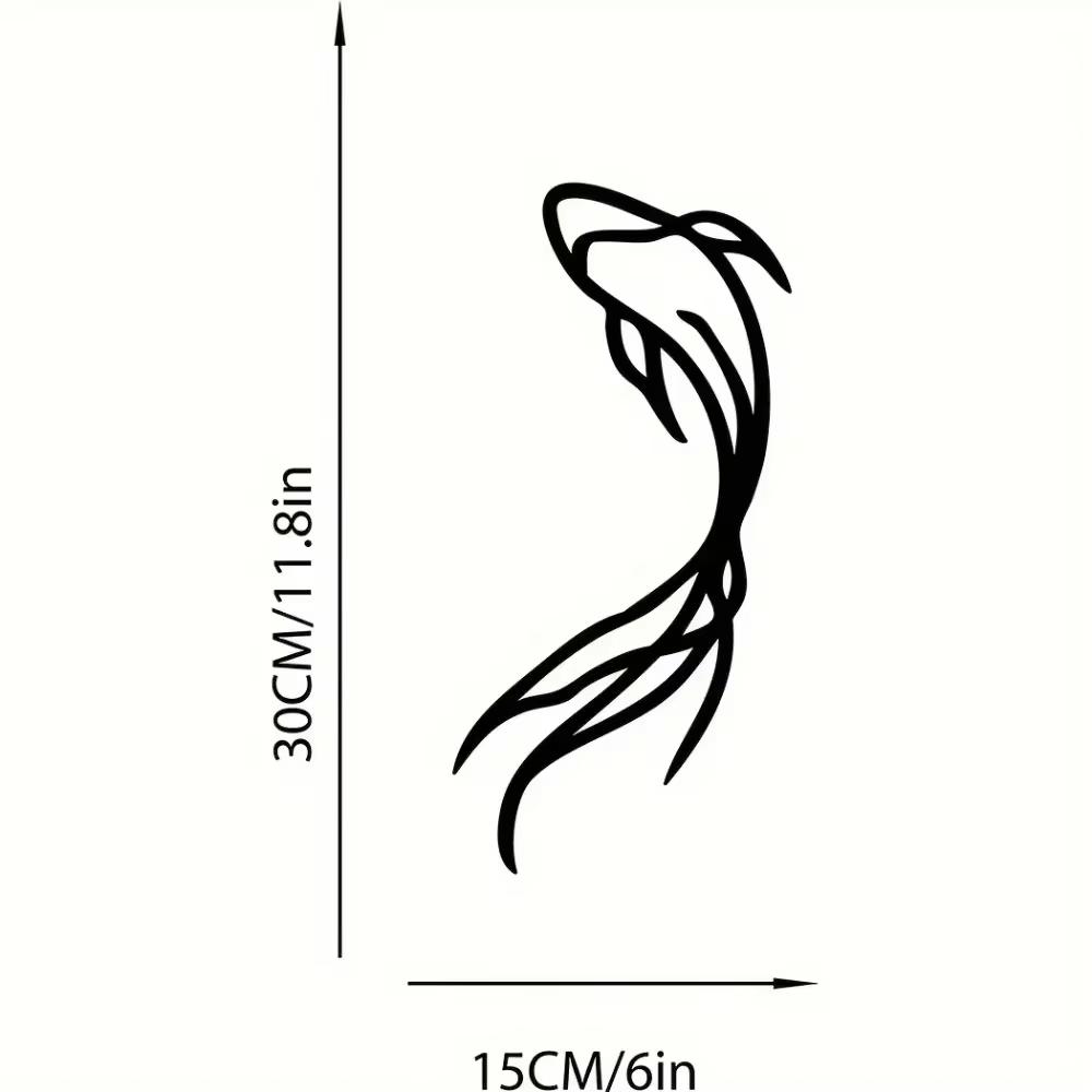 Стильная 1 шт. Металлическая скульптура рыбы Фэн, минималистский шедевр линейного искусства, великолепный декор для стен из металла и абстрактное искусство рыбки Бетта