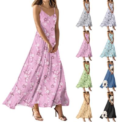 Женские летние повседневные модные платья с принтом, платья без рукавов с V-образным вырезом