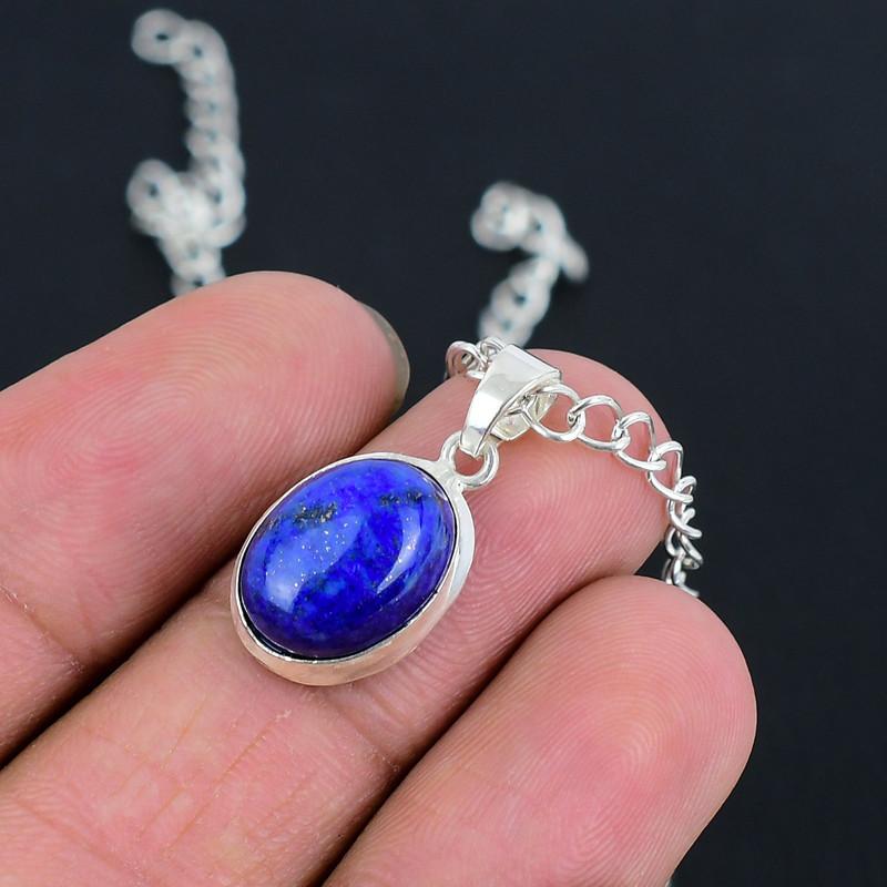 Подвеска-цепочка с замком S из лазурита, ручной работы, тонко отполированная, из стерлингового серебра 925 пробы, с современным дизайном, подарок на свадьбу для невесты