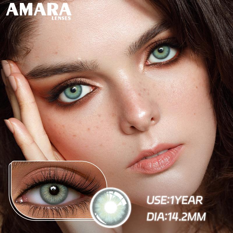 AMARA 1Pair Цветные контактные линзы WUSU Мягкие линзы Красота Линзы для глаз Темно-синие цветные контактные линзы Косметика для глаз Годовое использование