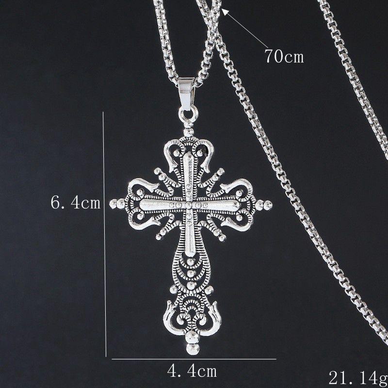 Ожерелье с подвеской в виде креста в стиле барокко - темная уличная ретро-мода, тяжелая нержавеющая сталь