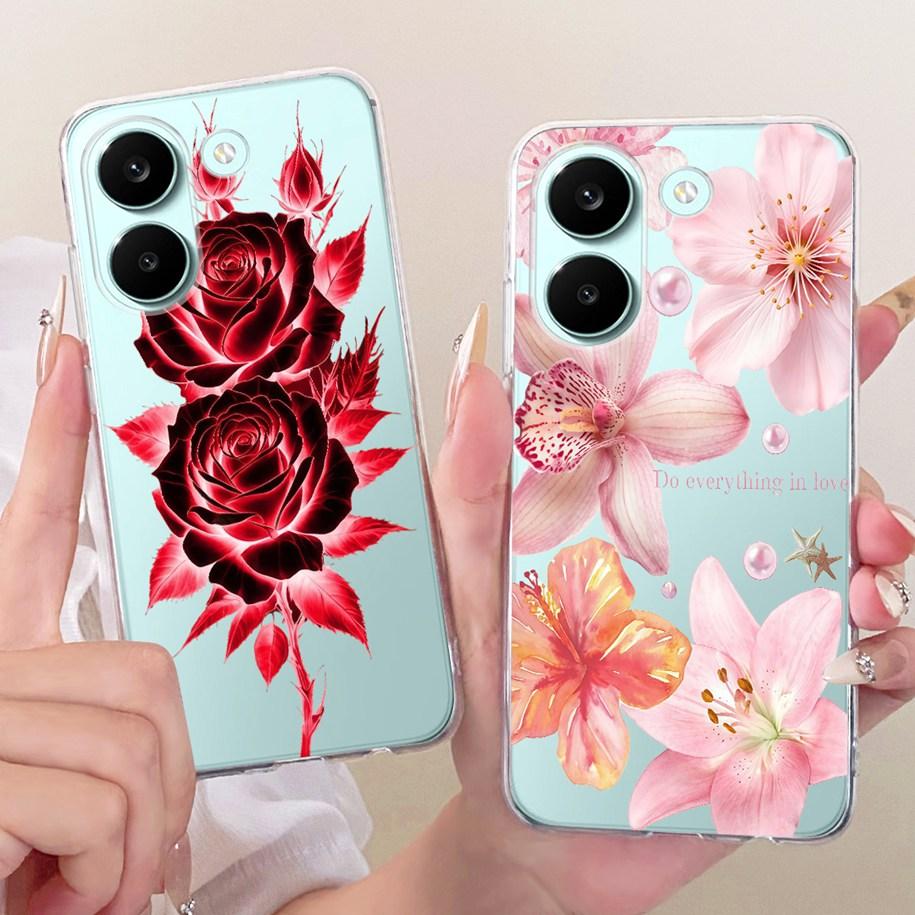 Чехол для Xiaomi Poco X8 Pro Max Чехол Популярный Цветок Мягкий Силикон Прозрачный ТПУ Бампер для Xiaomi Poco X8 Pro X8ProMax Fundas