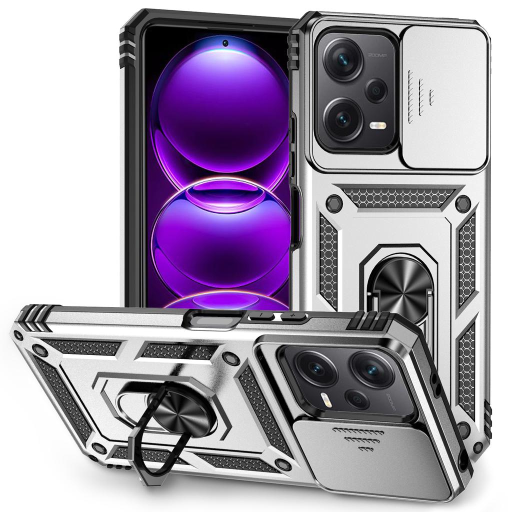 Для Xiaomi Редми Примечание 12 (5G)/ Xiaomi Poco X5 Бронированный чехол для телефона Защита объектива камеры Металлическое кольцо-подставка Противоударный чехол