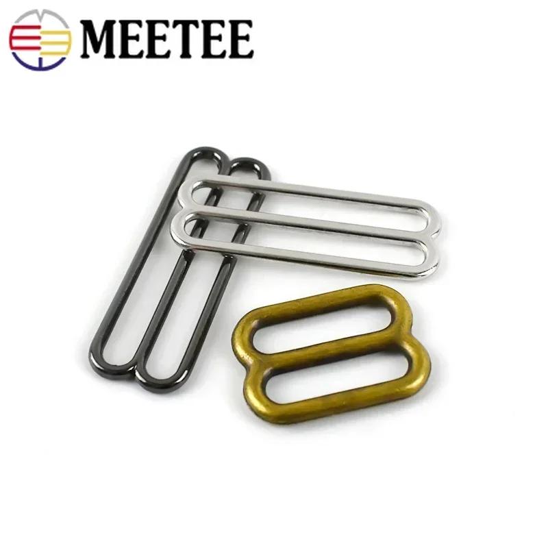 10/20/30 шт. Металлические трехщелевые кольца-пряжки Meetee 6-50 мм Регулирующая застежка для бретелей бюстгальтера Кольцо-крючок 8-образной формы Швейная фурнитура Аксессуары
