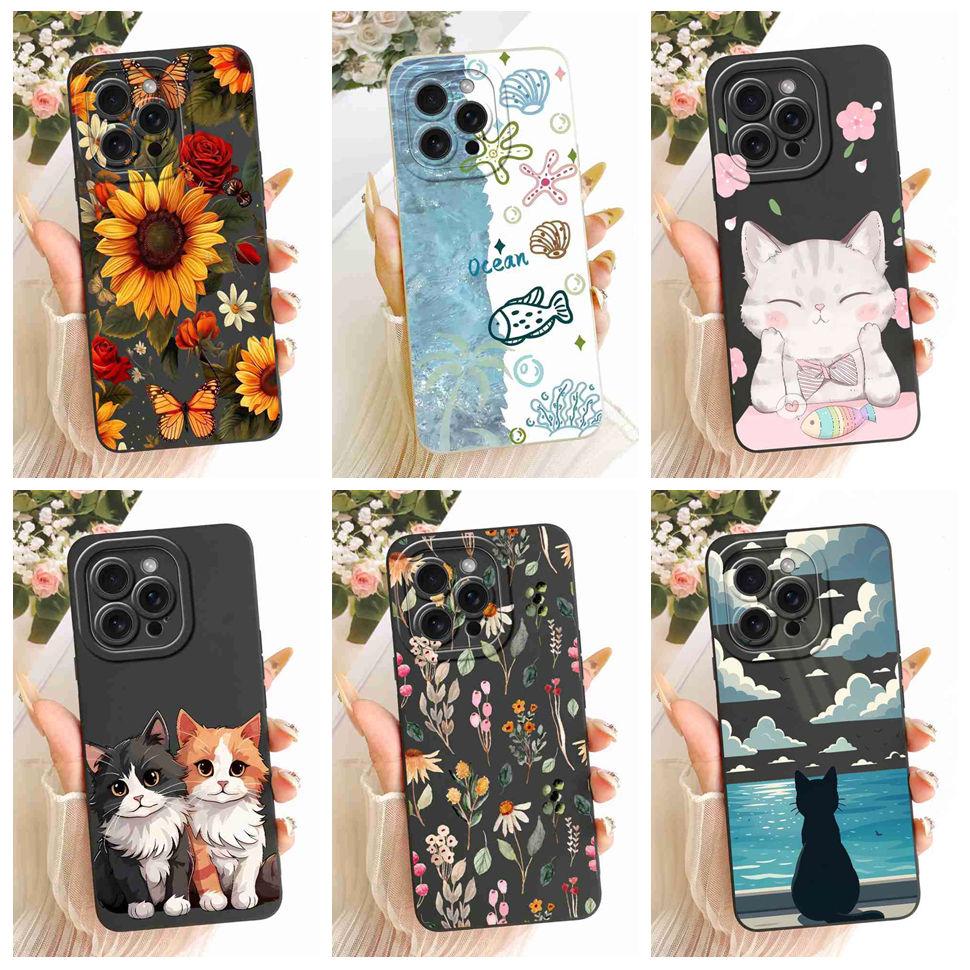 For iPhone 15 Pro A2848 A3101 Case Fashion Cartoon Print Soft Silicone Cover For iPhone 15Pro A3102 A3104 Phone Shell Bumper