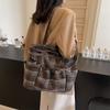 Шерстяная клетчатая большая сумка женская модная большая сумка через плечо для отдыха и учебы сумка-тоут