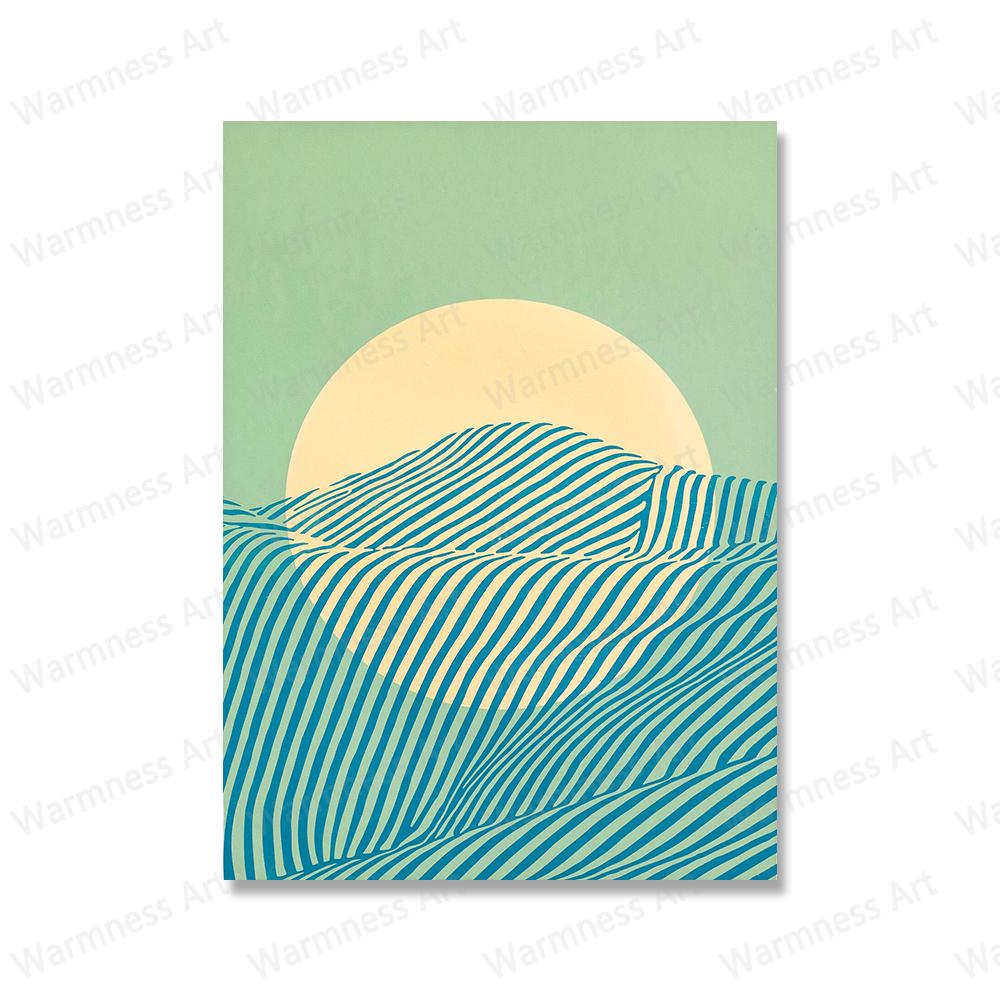 Абстрактная Пейзажная Живопись На Холсте Настенное Искусство Постеры и Принты Солнечные Горы Современные Скандинавские Картины для Украшения Гостиной