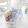 Pet Plaid Autumn and Winter Vest Bow Tie Bear Vest Teddy Dog Cartoon Plaid Cotton Coat Cute Jacket Puppy Clothes Jacket