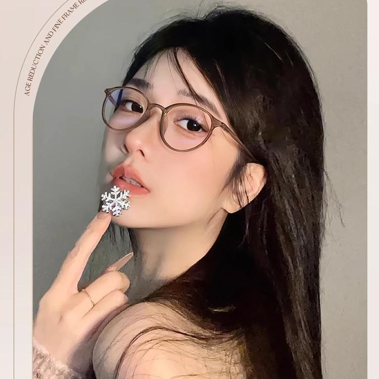 Retro Chic TR90 Oval Eyeglass Frame - Lightweight, Stylish Tea Color for Women, Prescription Compatible