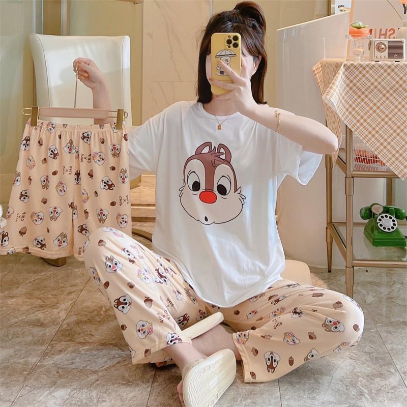 Комплект женской пижамы в клетку из шелка в корейском стиле - Домашняя одежда с длинным рукавом для весны и осени