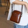 Leather Small Mobile Phone Bag Solid Women's Single Shoulder Bag Crossbody Bag Soft Oil Wax