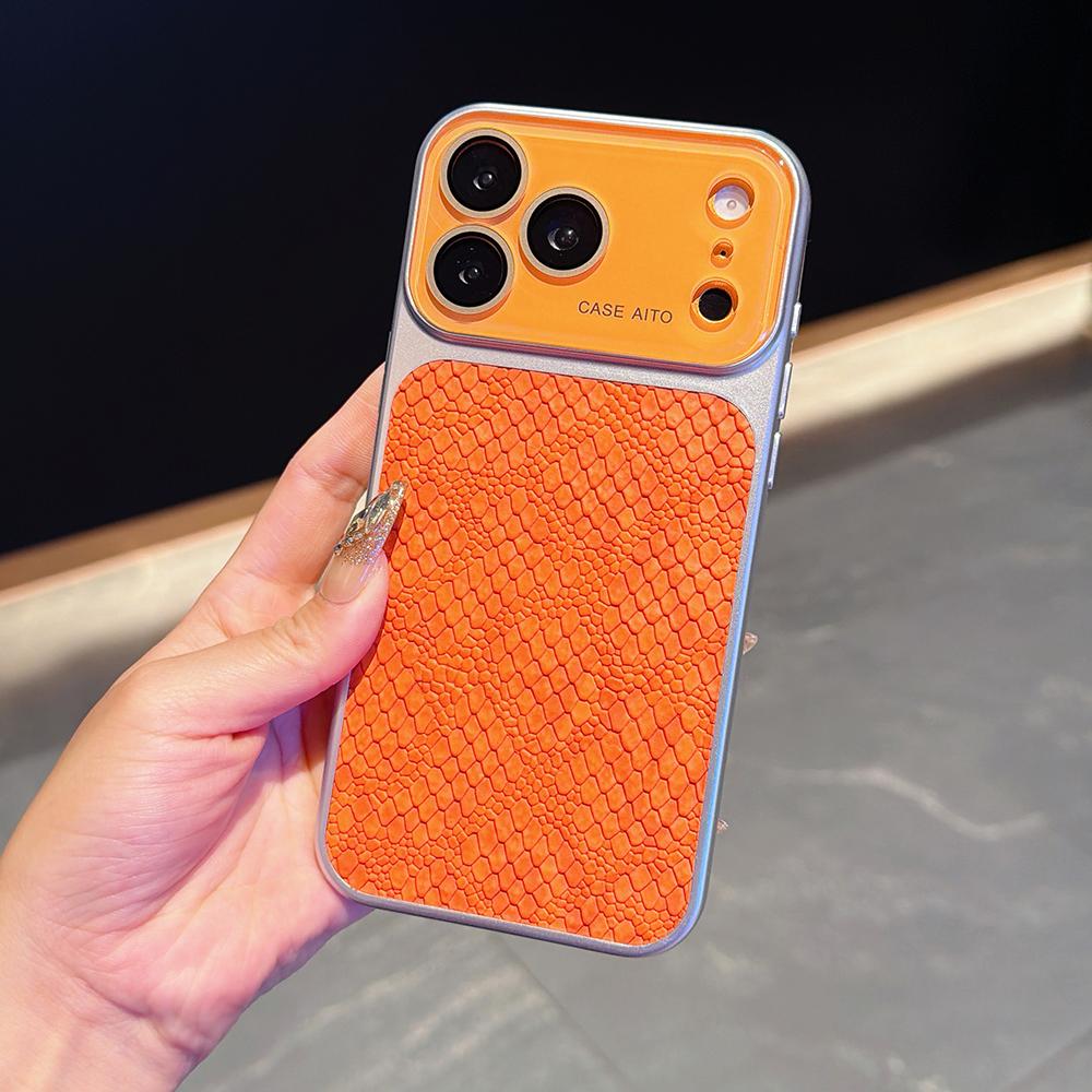 Роскошный кожаный чехол для телефона с узором под крокодила для iPhone 17 16 15 14 Pro Max 17Pro Жесткий ПК Большое окно Ударопрочный Защитный чехол