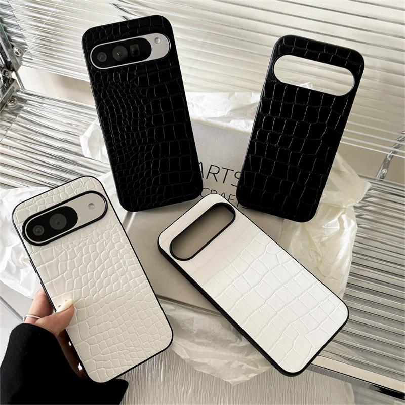 Stylish Retro Crocodile Pattern Phone Case For Google Pixel 9 Pro XL Animal Texture PU Leather Shockproof protective Case