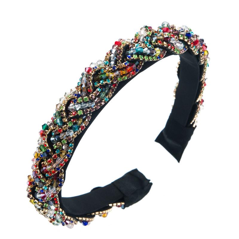 Женская повязка на голову Super Flash в стиле ретро со стразами и кристаллами, обжаренными в тесте с крестом