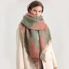 Autumn And Winter European And American Style Checkerboard Scarf With Imitation Cashmere And Thick Furry Edges, Warm And Plush Scarf