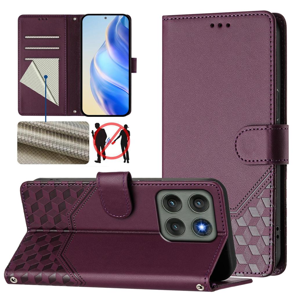 For Samsung Galaxy S24 FE Wallet Stand Case Line Splicing TPU PU Leather Phone Cover