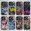 Крутой Цветной Граффити Чехол для Телефона Для iPhone 16,15,14,13,12,11,Pro,XS,Max,Plus,Mini,SE Черный Конфетный Матовый Ударопрочный Чехол