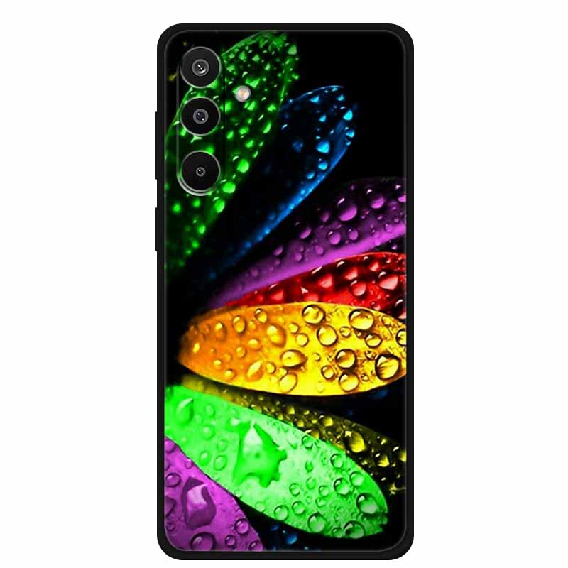 Чехол для Samsung Galaxy A36 5G Цветочный принт Силиконовые чехлы для телефона Обложка для Samsung A26 5G ТПУ Корпуса A 26 36 Черные ТПУ Чехлы