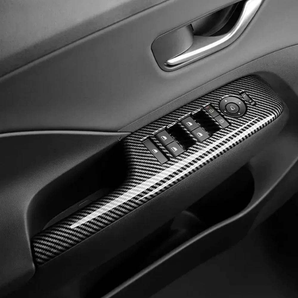 Для Hyundai Kona SX2 2026-2026 Автомобильный Тюнинг Стиль Углеродного Волокна Накладка на Подлокотник Двери Наклейка Крышка Кнопки Стеклоподъемника Аксессуары