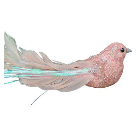 Блестящий орнамент в виде птицы с перьями, сверкающий дизайн с зажимом, украшение для рождественской елки, праздничный шарм для дома