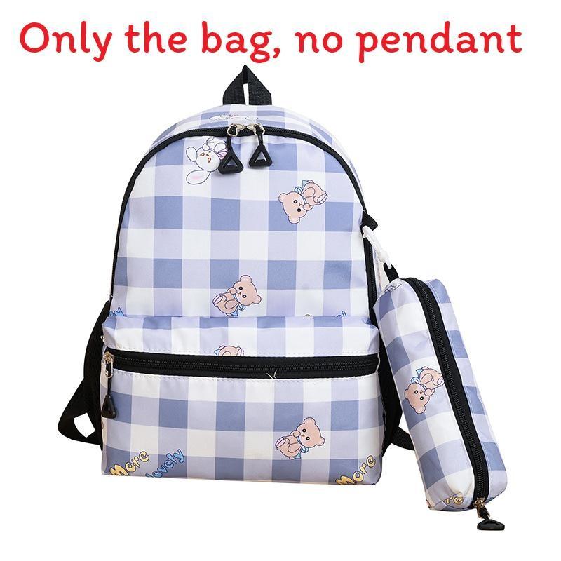 Kids Backpack For School And Outings With Cute Print And Grid Pattern In Durable Polyester Fabric