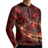 Men's Casual Button-Down Sweatshirt Fashion Printed Long Sleeve Shirt Pullover