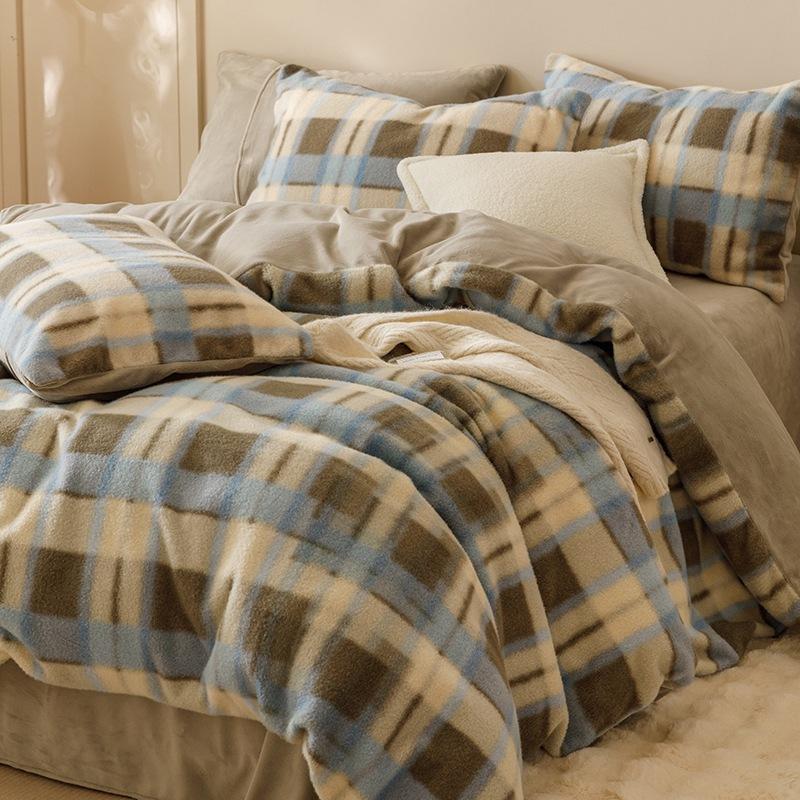 High-Grade Gorgeous A Version 350G Dolly Cashmere B Version 230G Thermal Oxygen Fleece Four-Piece Set Thickened Milk Fleece Sheets