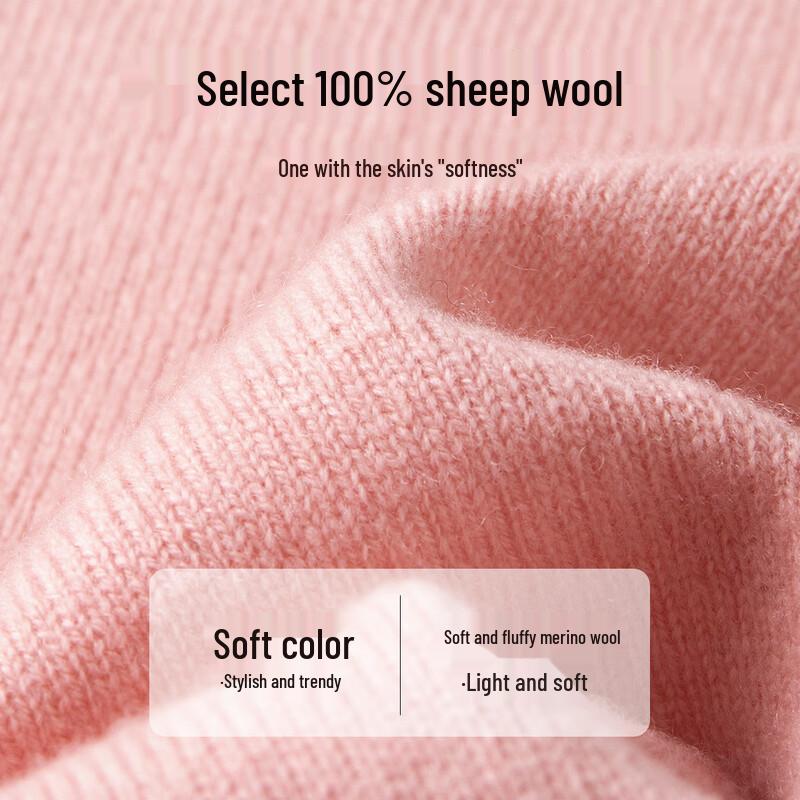 TUHUANG Женский свитер из чистой шерсти с жаккардовым узором в стиле колорблок и полувысоким воротником