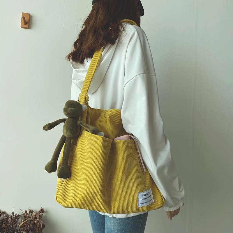 Вельветовые сумки на плечо 2024 Женская мода для отдыха в студенческом стиле Шоппер с несколькими карманами Дизайнерские сумки большой вместимости Сумки-тоут